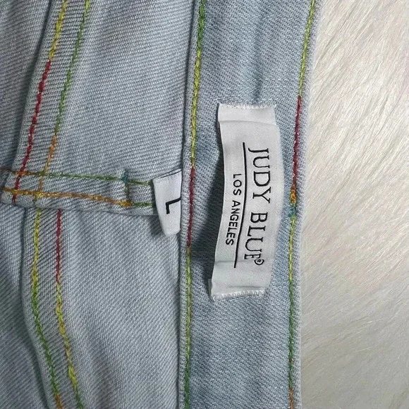 Judy Blue Mid-Rise Rainbow Thread Women's Shorts Size Large Summer Trendy - Picture 8 of 14